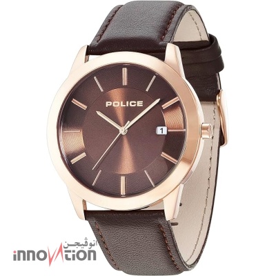 Police Men's Brown Leather Strap Watch