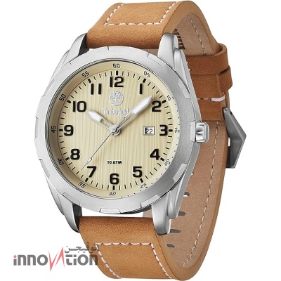 Timberland Men's Quartz Watch with Beige Dial Analogue Display and Brown Leather Strap 13330XSUS/07, Beige/Brown, Strap