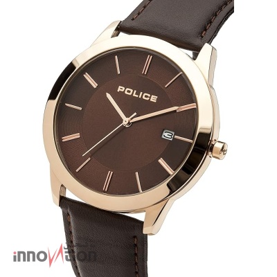 Police Men's Brown Leather Strap Watch - Image 3